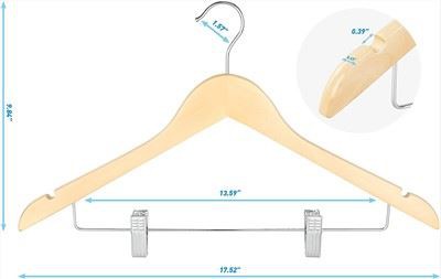 Premium Metal Clips Wooden Pants Hangers